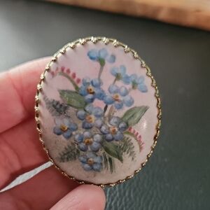 Floral Blue and Green Brooch